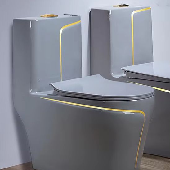 Home Bathroom Ware - مرحاض سيراميك رمادي بقطعة واحدة مع