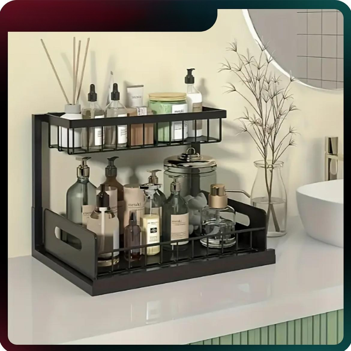 Home Bathroom Shelf - منظم خزانة متين قابل للسحب، رف