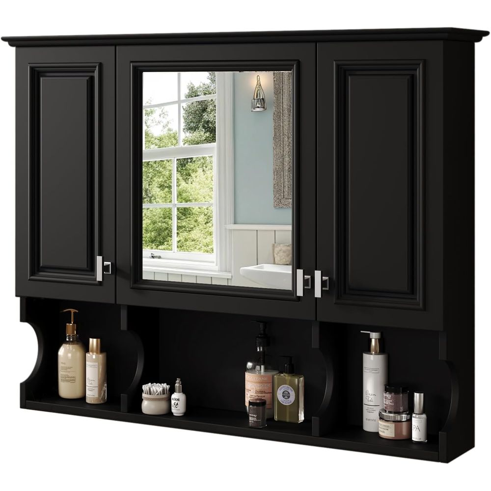 Home Bathroom Shelf - خزانة حائط للحمام مع مرآة، خزانة
