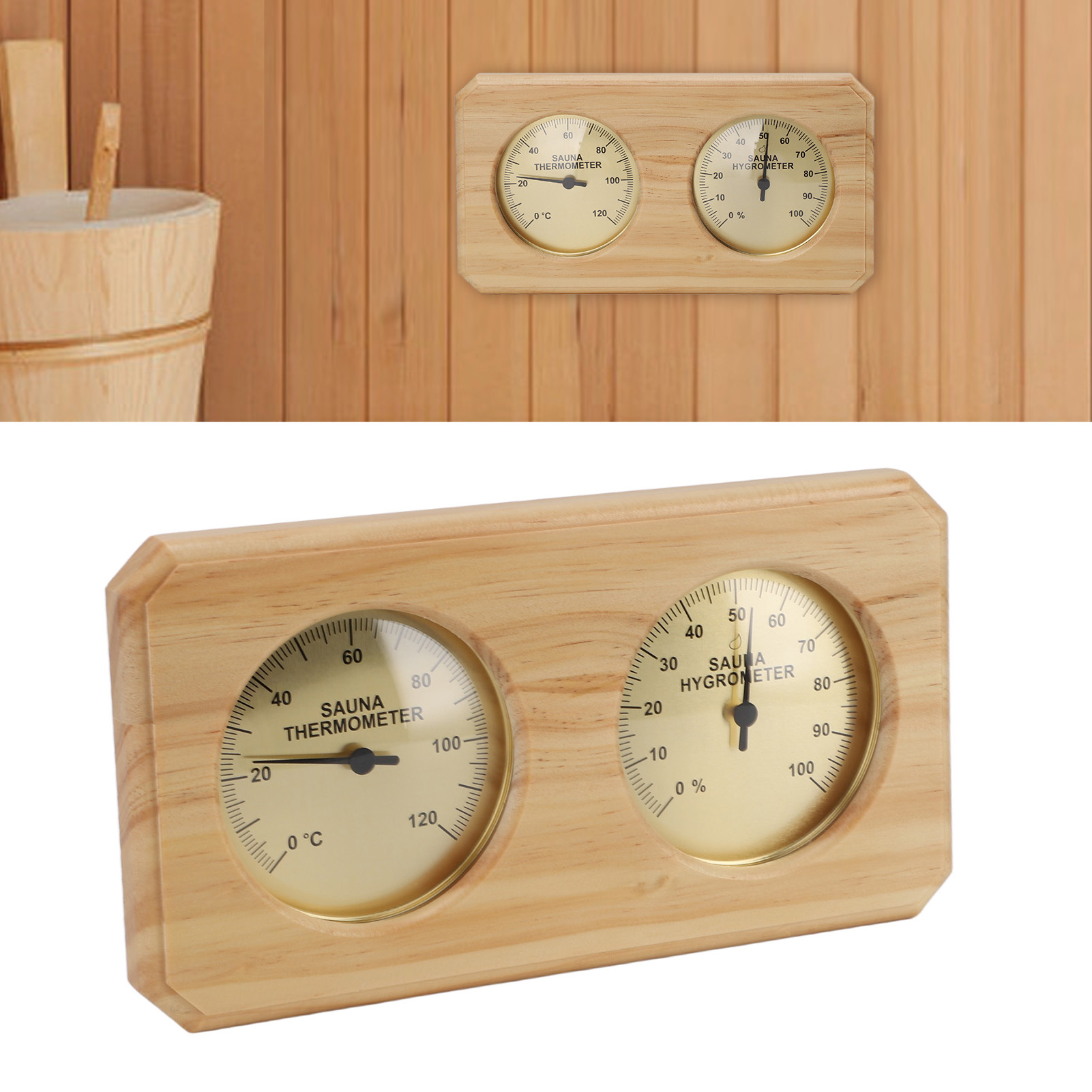 Home Bathroom Sauna - مقياس درجة الحرارة والرطوبة المزدوج المثبت
