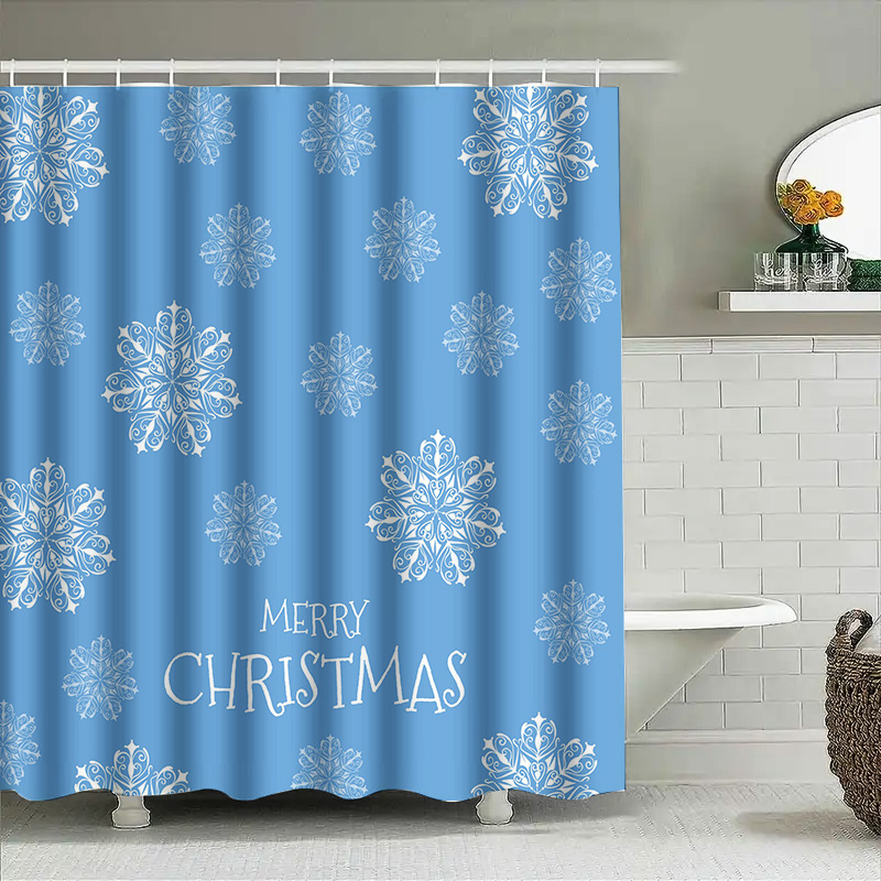 Home Bathroom Decor Ideas - عيد الميلاد دش الستار ندفة الثلج