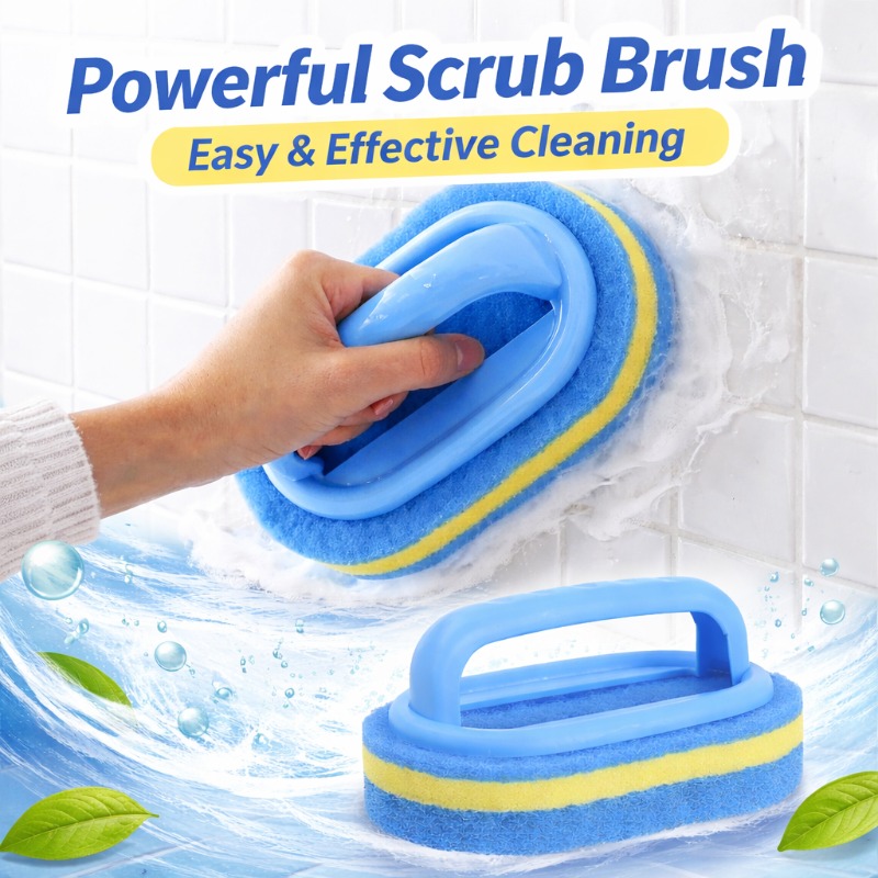 Home Goods Bathroom Accessories - فرشاة تنظيف منزلية بمقبض، إسفنجة سميكة