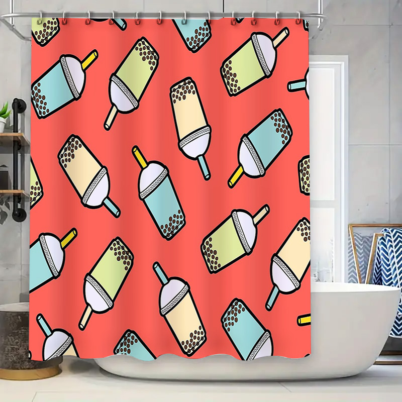 Home Bathroom Decor Ideas - ستارة حمام فريدة بتصميم شاي الفقاعات،