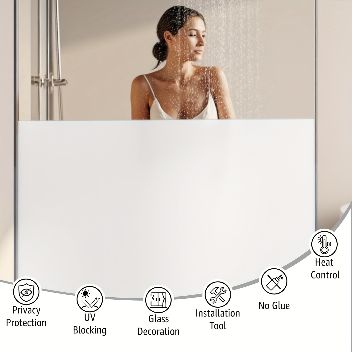 Home Office Bathroom - فيلم نوافذ أبيض مطفي للخصوصية، لاصق