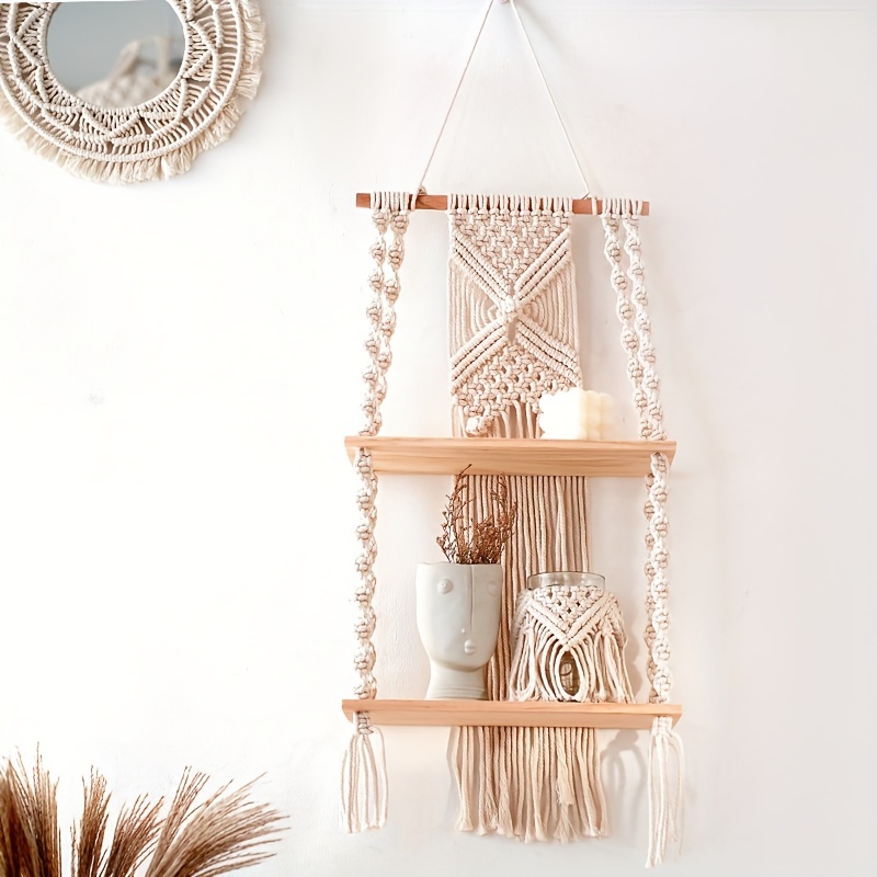 Home Bathroom Shelf - معلقة جدارية بوهيمية مصنوعة يدويًا من
