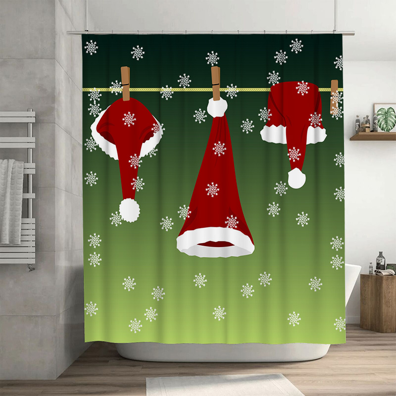 Home Bathroom Decor Ideas - TU احتفالي عيد الميلاد دش الستار