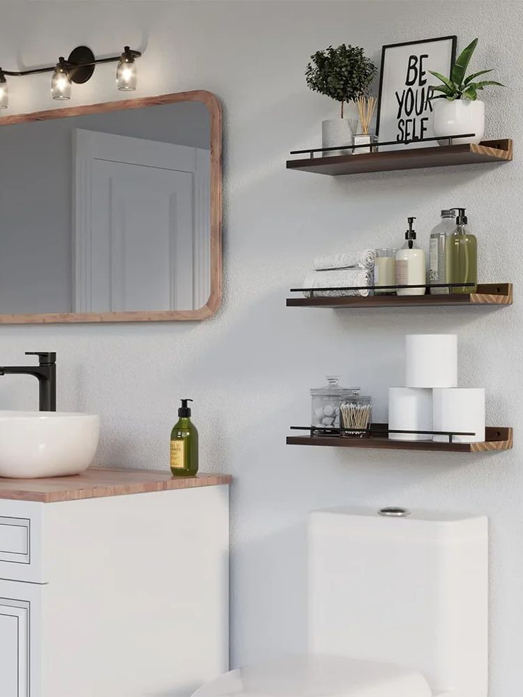 رف تخزين خشبي للحمام والمطبخ ، - مراجعة Home Bathroom Shelf وسعره