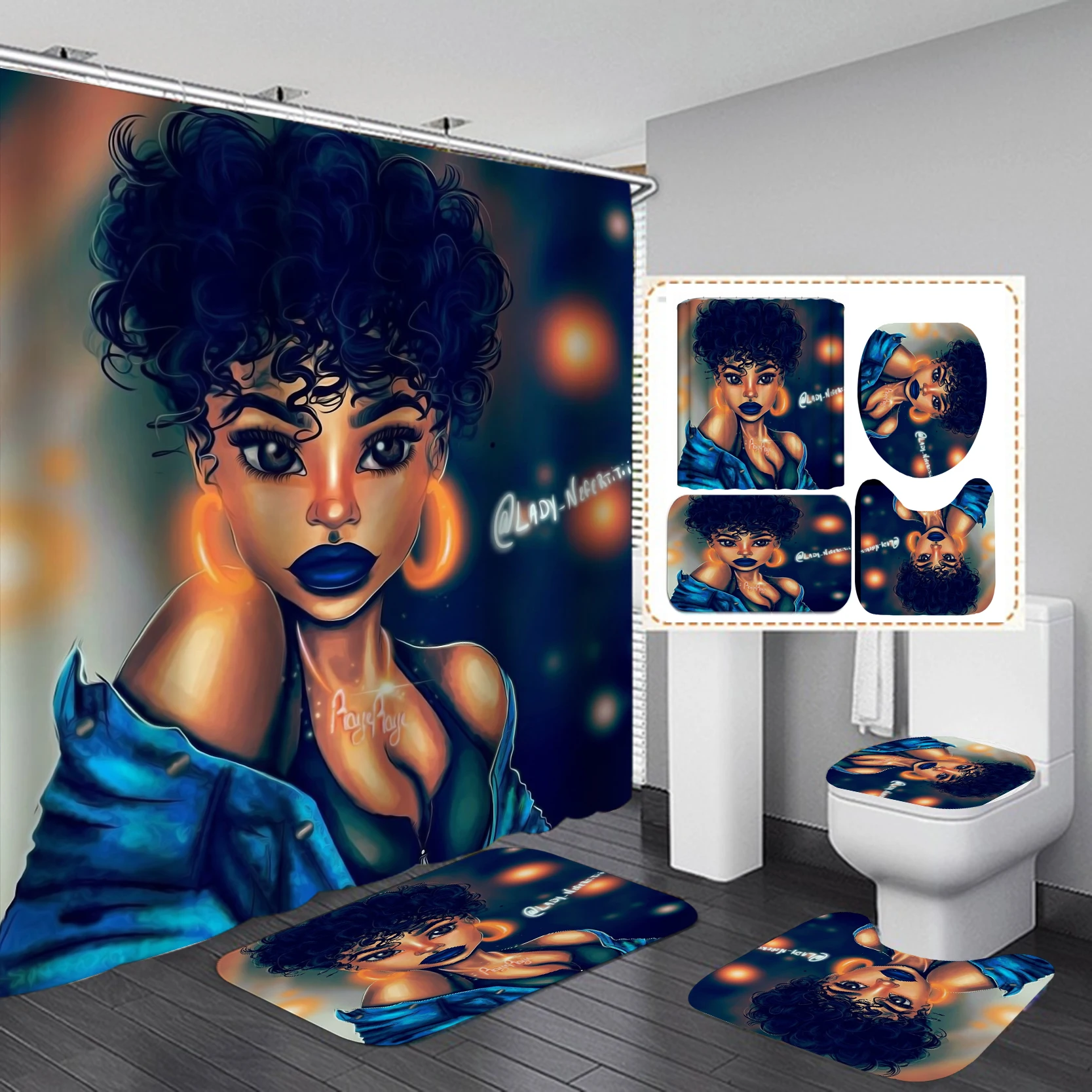 ستارة حمام مخصصة بتصميم فتاة أ - مراجعة Home Goods Bathroom Accessories وسعره