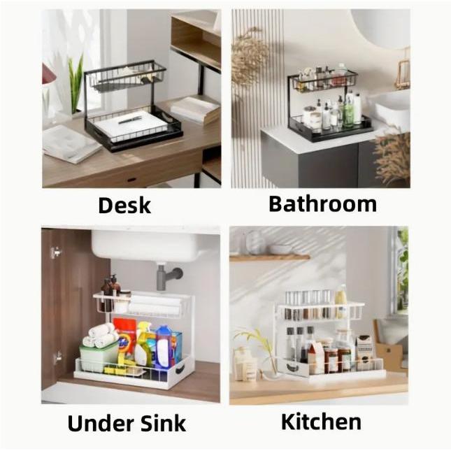 منظم خزانة متين قابل للسحب، رف - مراجعة Home Bathroom Shelf وسعره