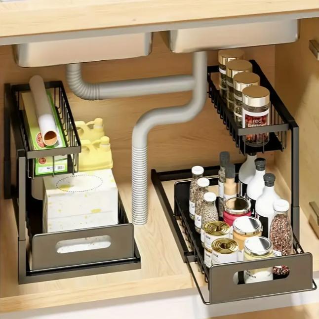 منظم خزانة متين قابل للسحب، رف - مراجعة Home Bathroom Shelf وسعره
