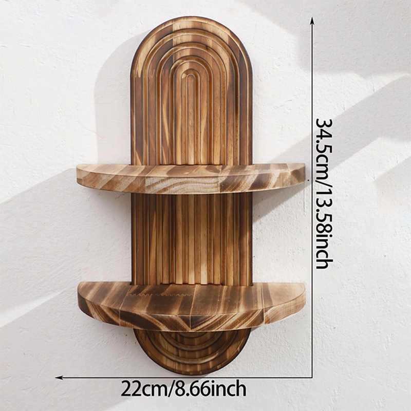 رف جداري هندسي من الخشب الريفي - مراجعة Home Bathroom Shelf وسعره