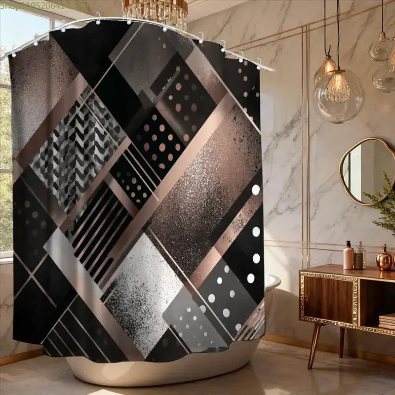 ستارة حمام عصرية بتصميم هندسي  - مراجعة Home Bathroom Decor Ideas وسعره