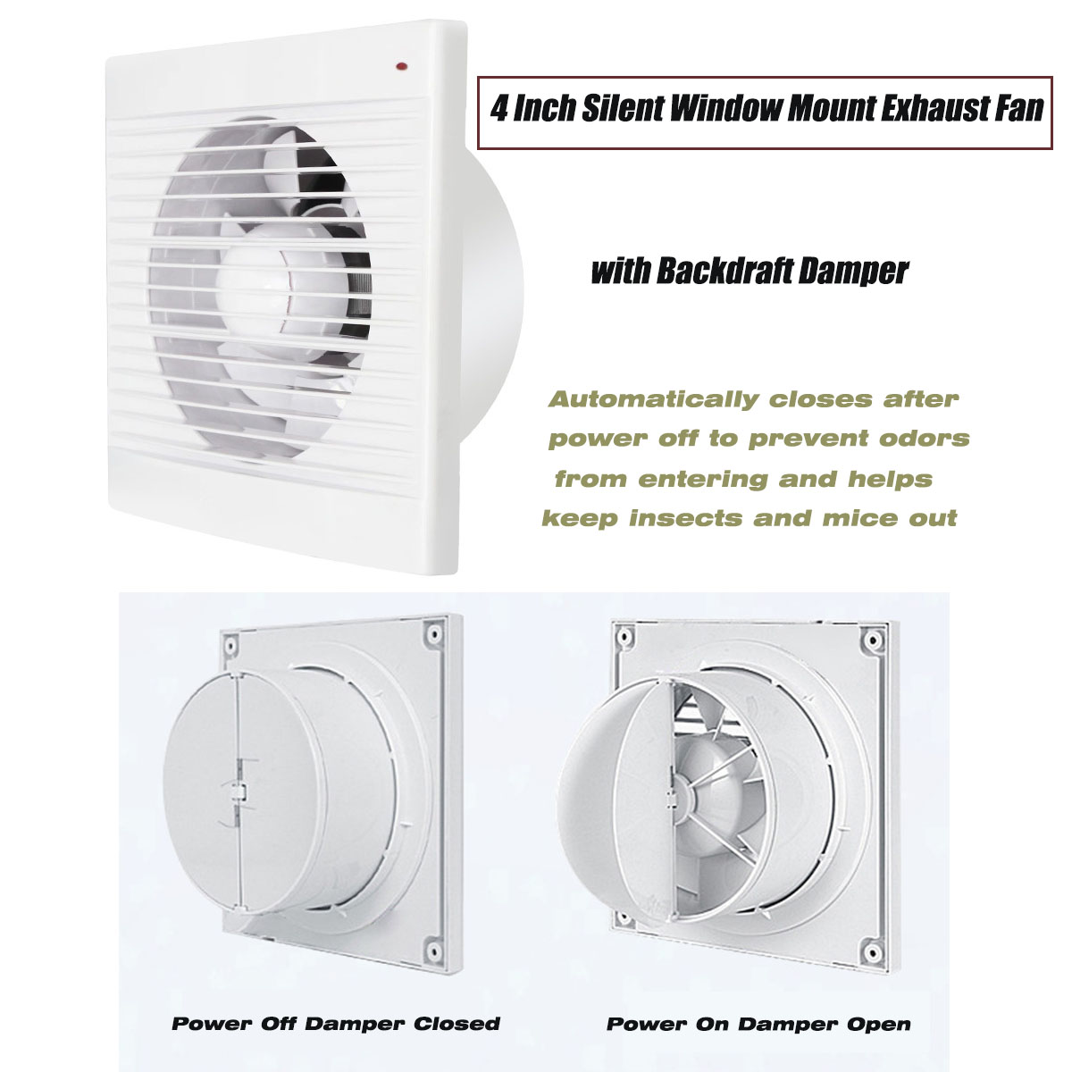 مروحة عادم صامتة مقاس 4 بوصات  - مراجعة Home Bathroom Ventilation وسعره