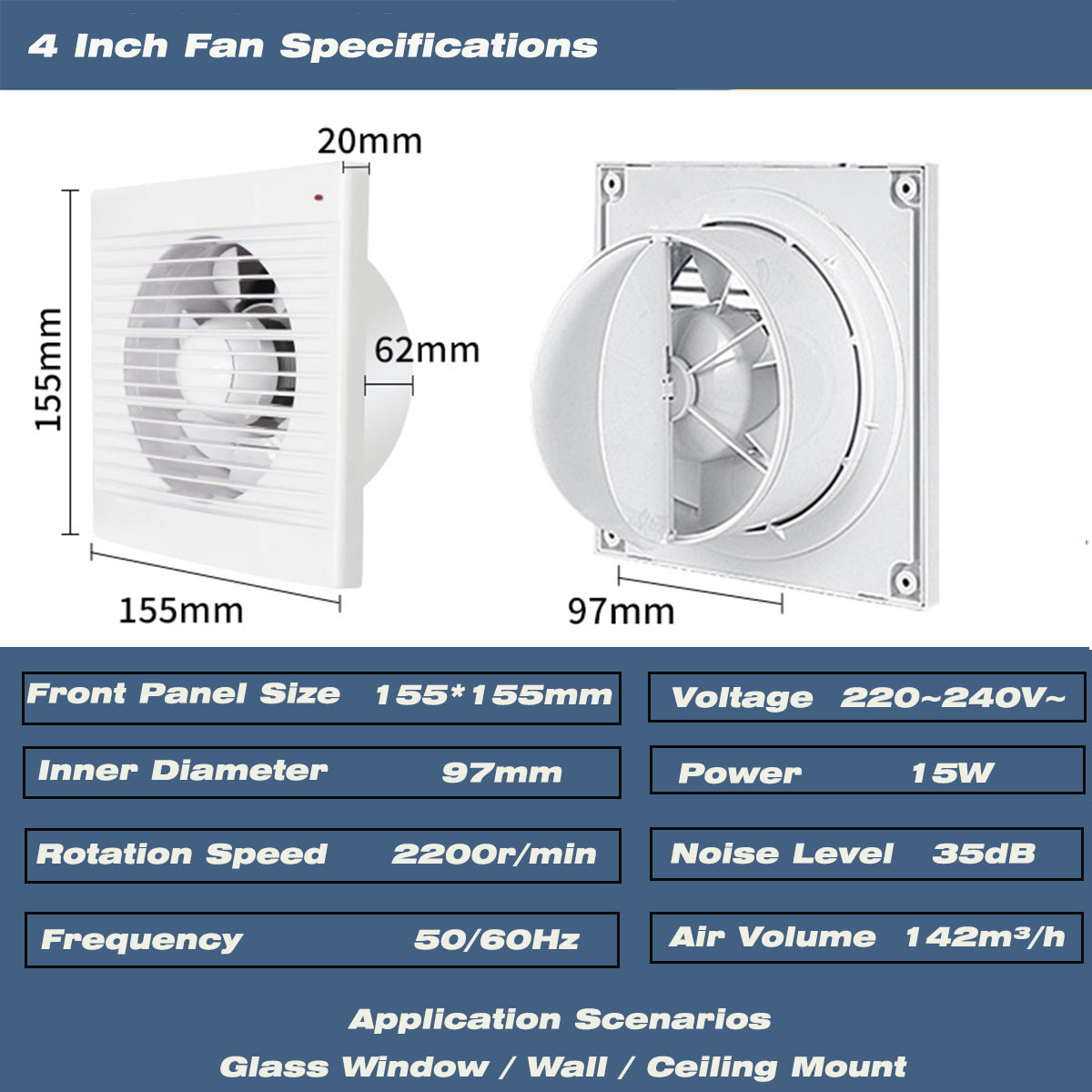 مروحة عادم صامتة مقاس 4 بوصات  - مراجعة Home Bathroom Ventilation وسعره