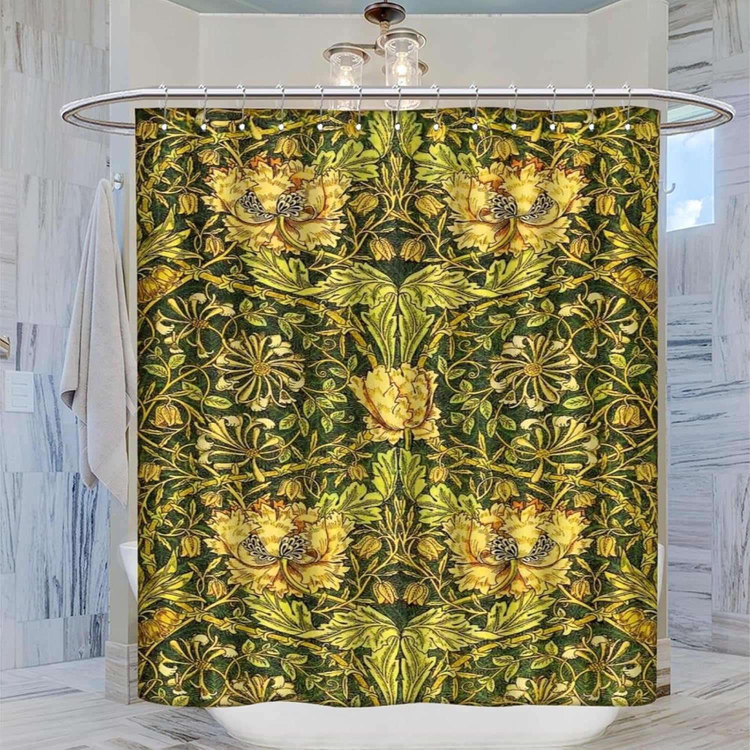 ستارة حمام مقاومة للماء بتصميم - مراجعة Home Bathroom Decor Ideas وسعره