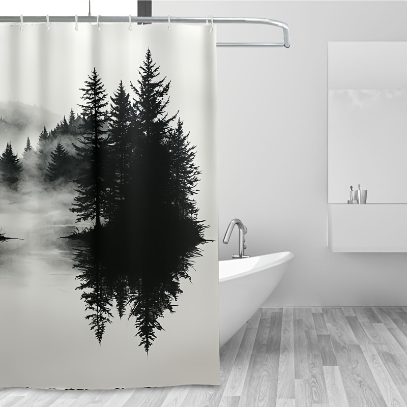 ستارة حمام بتصميم غابة متموجة  - مراجعة Home Bathroom Decor Ideas وسعره